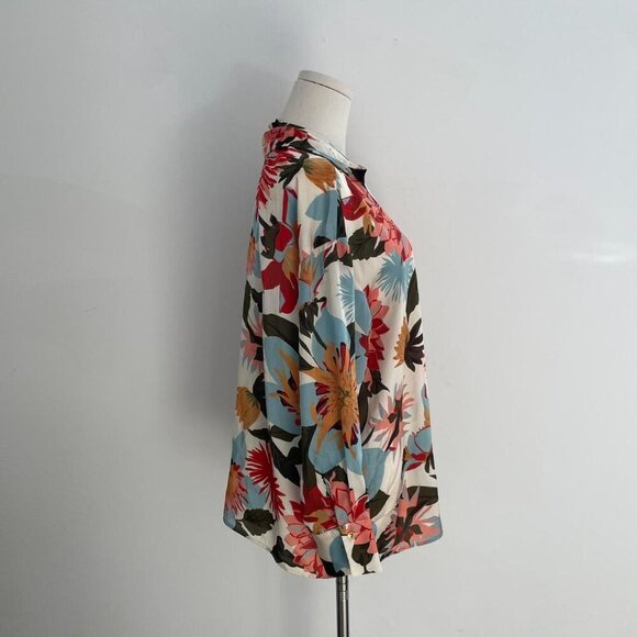 Zara Bold Floral Button Up Blouse  | Multicolor | Womens Size Small - Picture 2 of 4